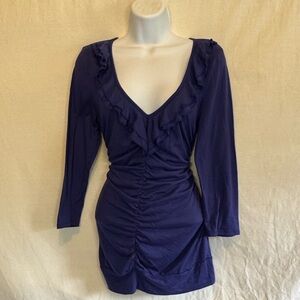 C-122 Maurice’s Purple Ruffled Pullover Blouse Size L